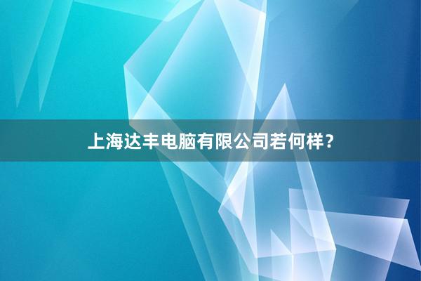 上海达丰电脑有限公司若何样？